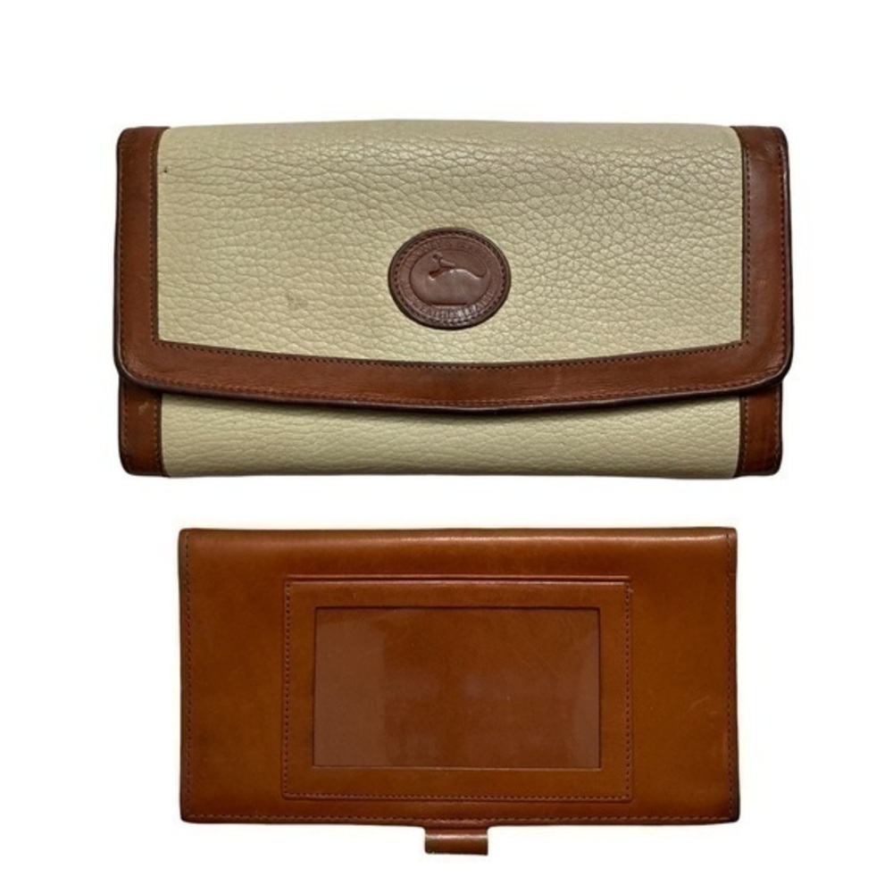 Dooney & Bourke vintage cream brown AWL checkbook cover & wallet set